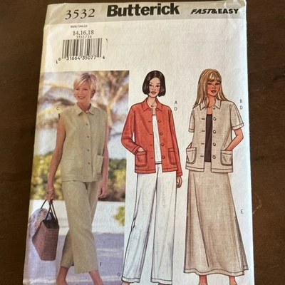 butterick patterns 3532 Jacket,vest,top,skirt,pants Sz 14-18 - Image 1 of 3
