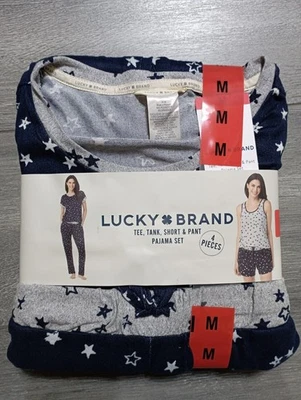 Conjunto de pijama Lucky Brand para mujer estrellas medianas *4 piezas* camiseta sin mangas pantalón corto Foto 1 de 4