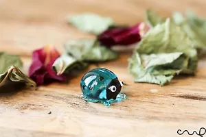 Handmade Glass Turquoise Ladybird Ladybug Little Gloss Terrarium Decor Ornament - Picture 1 of 6