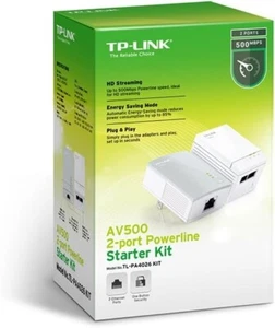 TP-Link TL-PA4026 KIT AV500 2-Port Powerline Starter Kit - New in Sealed Box - Picture 1 of 3