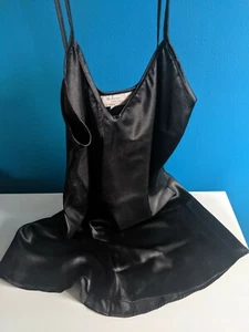Vintage NOS Kristine Tyler Liquid Satin Black Nightgown Dress Sz M PARIS NWOT - Picture 1 of 5