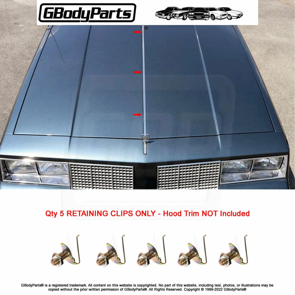 1981-88 Olds 442 Cutlass Supreme Center Hood Chrome Trim Molding RETAINING CLIPS - Imagem 1 de 1