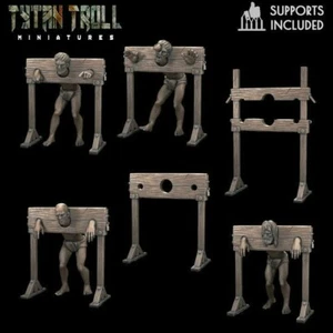 Prisoners in the Stocks Stockade Prisoner Miniature Resin Print TTRPG Fantasy D& - Picture 1 of 7