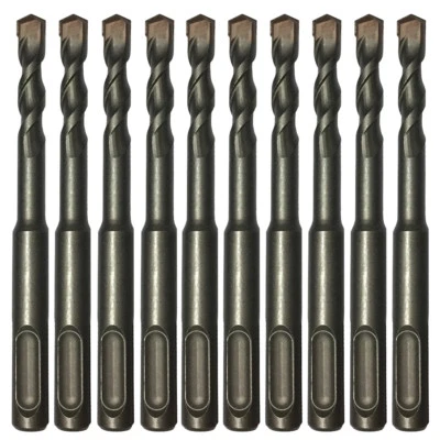 DRILLFORCE 10PC 1/4" X4" Drill Bit Set SDS Plus Rotary Hammer Concrete Masonry Carbide Tip