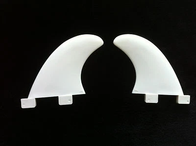 Surfboard Longboard Side Bites Fins. GL Twin Fin FCS (2 Fins). White. Rear Quads - Image 1 of 3