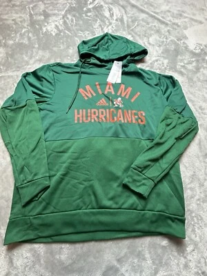 ¡NUEVO CON ETIQUETAS! Sudadera con capucha suéter 2XL verde Adidas Miami Hurricanes AEROREADY para hombre Foto 1 de 4