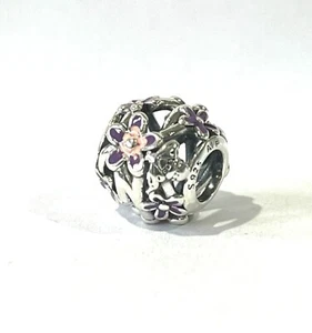 PANDORA Charm Sterling Silver ALE S925 OPENWORK PURPLE DAISY 798772C02 - Picture 1 of 3