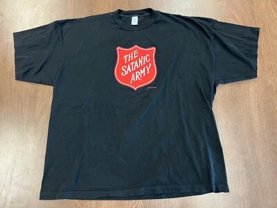 VINTAGE MARILYN MANSON THE SATANIC ARMY T SHIRT 2XL 1994 SATAN'S BAKESALE TEE - Image 1 of 4