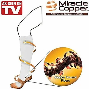 Miracle Copper Compression Socks , White (S/M L/XL), anti fatigue swelling - Picture 1 of 5
