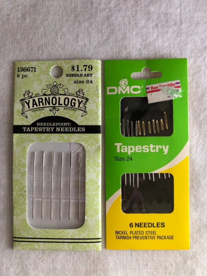 Lote de 2 Paquetes Agujas de Tapiz - Nuevo Talla 24 y Usado/Abierto Paquete Mixto Foto 1 de 1