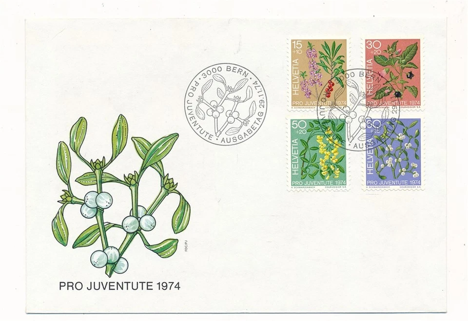 D430983 Switzerland FDC Pro Juventute 1974 Flowers - Image 1 of 1