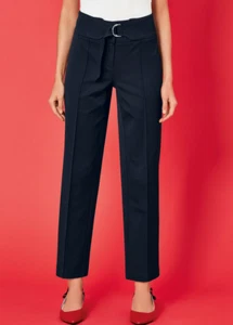 PANTALONE DONNA CALEIDOSCOPIO CONICO SARTORIALE BLU NAVY UK 22 NUOVO CON ETICHETTE - Foto 1 di 2