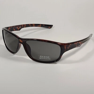 Óculos de sol Guess GF0210 52N envoltório retangular marrom armação tartaruga lente verde - Imagem 1 de 4