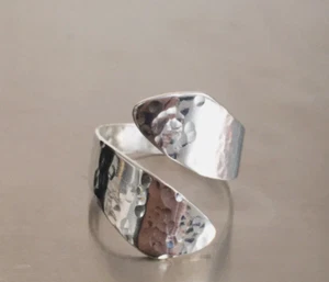Silver Band Ring 925 Sterling Silver Ring Handmade Hammered Ring Statement VTR - Picture 1 of 6