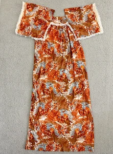 Vintage 70er Maxikleid Damen Medium English Tea Scene Print - Bild 1 von 22