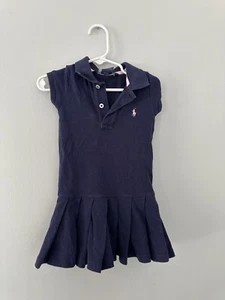 Ralph Lauren Polo Dress Girls 2T Navy Blue Short Sleeve  - Picture 1 of 3