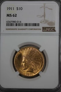 1911 10.00 NGC MS 62 INDIAN HEAD Ten Dollar Liberty Gold Piece - Picture 1 of 2