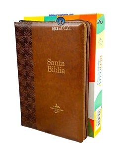 Biblia de estudio arco iris Reina-Valera 1960 piel color café con índice ziper - Picture 1 of 4