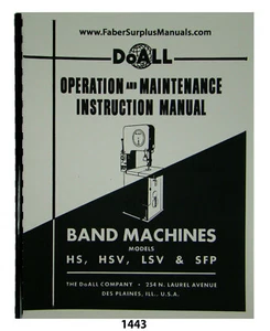 DoALL Bandsaw Models HS, HSV, LSV & SFP  Operation & Maintenance Manual #1443 - Picture 1 of 12