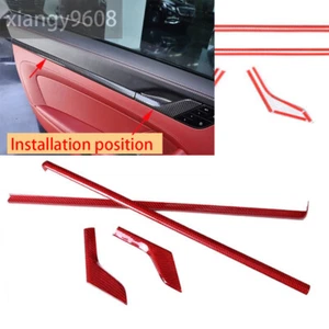 4×Red Carbon Fiber Interior Door Panel Decorative Trim For Porsche 911 2019-2023 - Picture 1 of 6