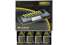 Powerex MH-C801D Eight Slot Charger & 16 AA NiMH Powerex PRO Batteries 2700 mAh