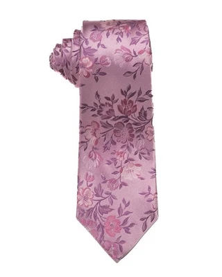 Kiton 那不勒斯 $370 粉红色薰衣草紫色花卉印花 100% 真丝领带 3.25 英寸 8 厘米 — 第 1/3 张图片