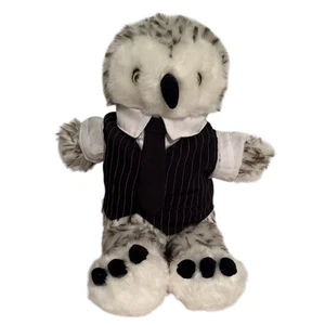 Build-A-Bear Workshop Hedwig Schneeeule Plüschtier weiß schwarz Nadelstreifen Weste Krawatte - Bild 1 von 6