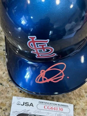 RAINIEL RODRIGUEZ ST LOUIS CARDINALS SIGNED BASEBALL MINI HELMET RARE JSA COA - Image 1 of 4