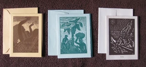 HAWAIIAN NOS CHRISTMAS CARDS, RAY LUM, 1950'S  LINOCUT PRINTS,  AWESOME FRAMED - Picture 1 of 11