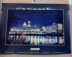 Vintage Cincinnati Skyline poster Nighttime - Picture 1 of 11