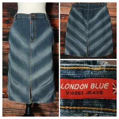 London Blue By VIGOSS Jean Skirt Plus Size 2XL Tiered Denim Stretch Vintage - Image 1 of 4