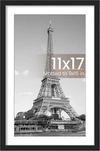 11X17 Picture Frame Black, Display Pictures 8 X 12 with Mat or 11 X 17 without M - Picture 1 of 12