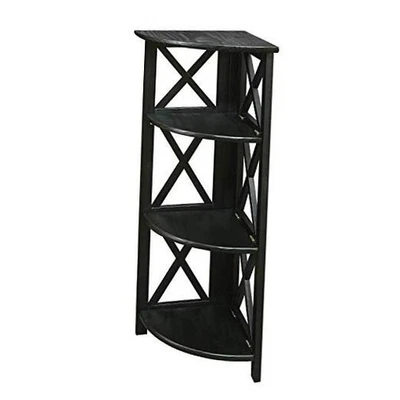  Montego 3-Shelf Corner Folding Bookcase with Mantel Top 4-Shelf Corner Black - Image 1 of 4