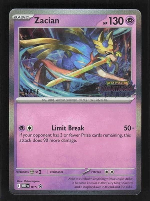 Zacian (Prerelease) [Staff] Promo ME: Mega Evolution Promo 015 NM - Image 1 of 2