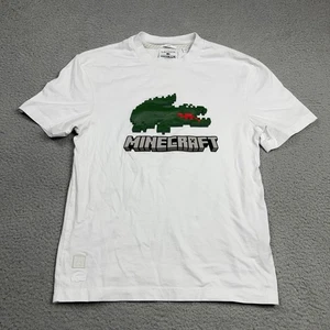 Lacoste X Minecraft Shirt Unisex Extra Small White Graphic Print Crocodile Tee - Picture 1 of 13