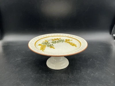 Suporte antigo para prato de bolo pintado à mão flor dourada 9 3/4” W 41/4” T - Imagem 1 de 4