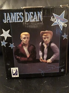 James Dean Salt and Pepper Shaker Set Cowboy New in Open Box 1996 Clay Art - Picture 1 of 3