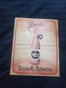 Orange Crush Carbonated Beverage Soda Painted Metal Advertising sign 13.5" x 11 - Picture 1 of 5