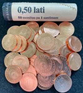 Latvia 1 Santim KM15 50 Coins Roll UNC World Coins - Picture 1 of 1