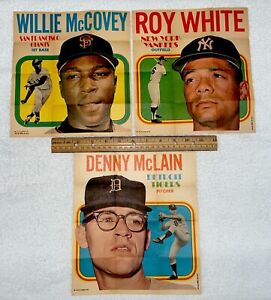 3- EXCELLENT TOPPS BASEBALL 1970 POSTERS-*McCOVEY,McLAIN, WHITE -Free Shipping!
