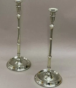 Pair Of Tall Georgian C1820 Brass Tavern Candlesticks 44cm 3kg Total - Picture 1 of 5