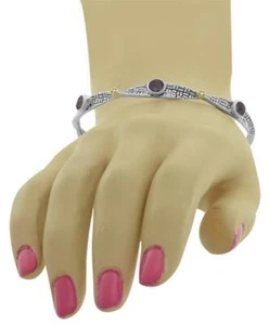 Philip Andre Stapelbarer Armreif Armband mit Diamanten und Farbsteinen 18k & SS - Bild 1 von 16