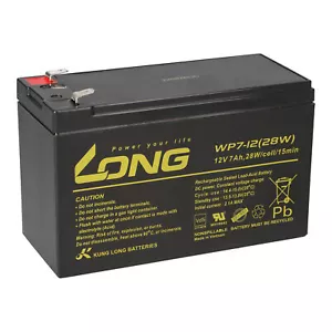 Kung Long WP7-12(28W)-M F2 12V 7Ah AGM batteria al piombo adatta 7,2Ah 8Ah 9Ah UPS - Foto 1 di 8