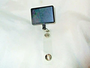 BLACK BILLBOARD Rectangle Reel Swivel Clip pull string yoyo clear snap id holder - Picture 1 of 2