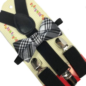 Fashion Style Kids Black Suspender & Bow tie Wedding Prom Party Portrait Picture - Picture 1 of 6