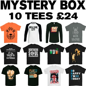 10 Mixed Mens Printed T-Shirts Mystery Bundle Wholesale Box Market Trader Tees - Picture 1 of 1