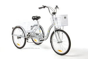 Trike Bike Adult Tricycle 26" Aluminium 3 Wheeled - 6 Gears & Baskets - NEW - Picture 1 of 12