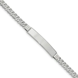14K 14kt Weißgold flache Panzerkette ID Armband Karabinerverschluss 8 Zoll - Bild 1 von 3