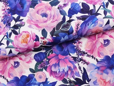 CANVAS Stoff feste Baumwolle Lila Pfingstrosen EUR 16,98/m - Bild 1 von 2