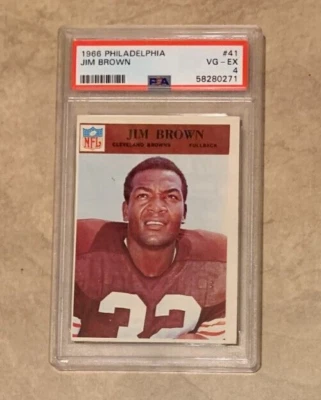 1966 Jim Brown Philadelphia #41 Cleveland Browns Graded PSA 4 VG-EX - Image 1 of 2